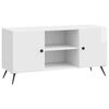 vidaXL Meuble TV 102 x 34,5 x 50 cm Blanc brillant Bois d'ing&eacute;nierie