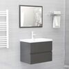 vidaXL Ensemble de meubles de bain 2 pcs Gris brillant Agglom&eacute;r&eacute;