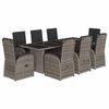 vidaXL Ensemble &agrave; manger de jardin 9 pcs coussins gris r&eacute;sine tress&eacute;e