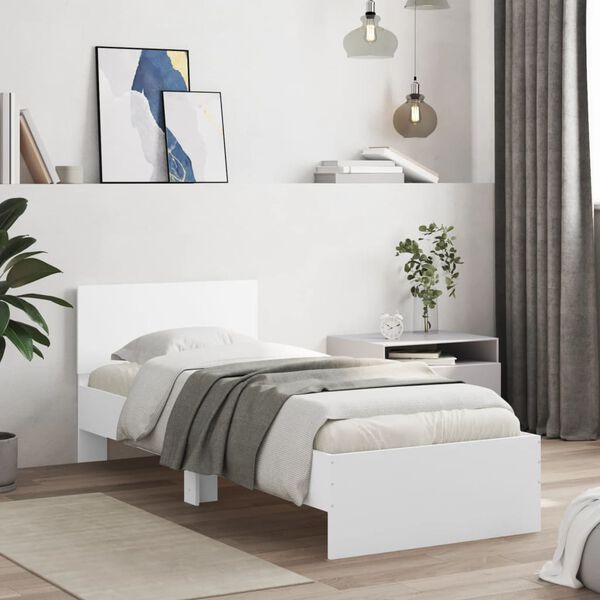 vidaXL Cadre de lit sans matelas avec lumi&egrave;res LED blanc 90x190 cm