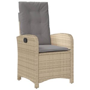 vidaXL Chaise inclinable de jardin coussins m&eacute;lange beige poly rotin