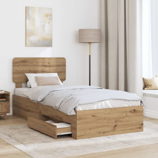 vidaXL Cadre de lit Ch&ecirc;ne artisanal 90 x 200 cm Bois d'ing&eacute;nierie