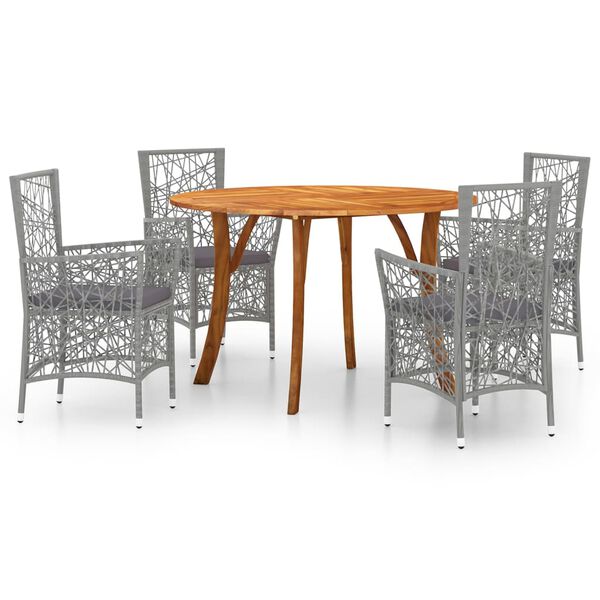 vidaXL Ensemble &agrave; manger de jardin 5 pcs Gris