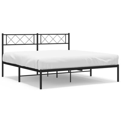 vidaXL Cadre de lit métal sans matelas avec tête de lit noir 120x200cm