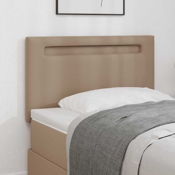 vidaXL T&ecirc;te de lit LED Cappuccino 90 cm Cuir synth&eacute;tique