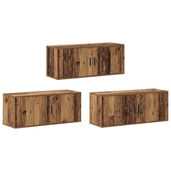vidaXL Ensemble de meuble TV mural Montage mural 3 pcs Bois Ancien