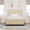 vidaXL Lit &agrave; ressorts avec matelas avec LED Cr&egrave;me 140 x 200 cm tissu