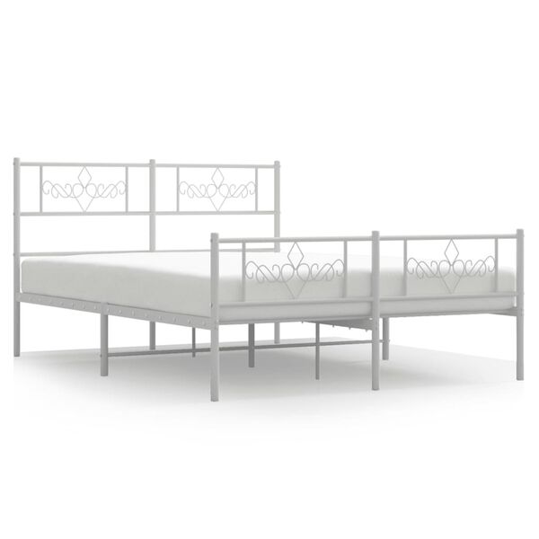 vidaXL Cadre de lit m&eacute;tal sans matelas et pied de lit blanc 120x200 cm