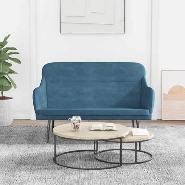 vidaXL Banc Bleu 110x76x80 cm Velours