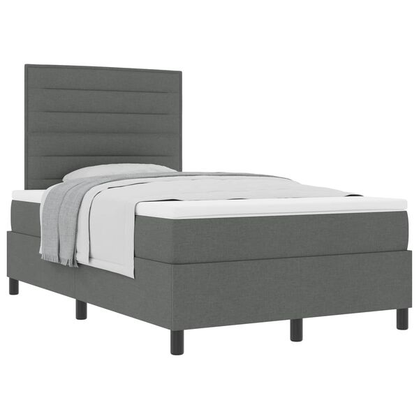 vidaXL Lit &agrave; ressorts avec matelas Gris fonc&eacute; 120 x 200 cm tissu