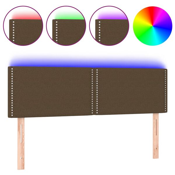 vidaXL T&ecirc;te de lit &agrave; LED Marron Fonc&eacute; 144x5x78/88 cm Tissu