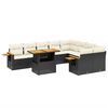 vidaXL Salon de jardin 10 pcs avec coussins noir r&eacute;sine tress&eacute;e