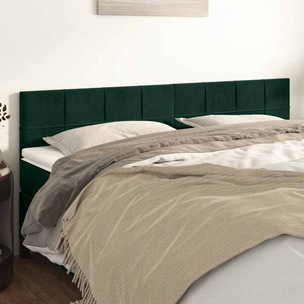 vidaXL T&ecirc;tes de lit Vert fonc&eacute; 160x5x78/88 cm Velours