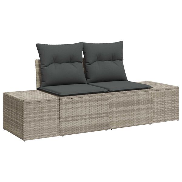 vidaXL Ensemble de canap&eacute; de jardin 8 pcs Gris clair polyrotin