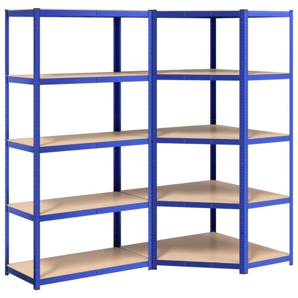 vidaXL &Eacute;tag&egrave;res &agrave; 5 niveaux 2pcs Bleu Acier et bois d'ing&eacute;nierie