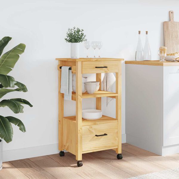 vidaXL Chariot de cuisine MONZA 48x40x88,5 cm bois massif de pin