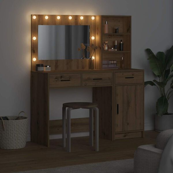 vidaXL Table de Toilette avec tiroir 2 pcs Marron Bois d'ing&eacute;nierie