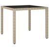 vidaXL Ensemble &agrave; Manger de jardin 3pcs R&eacute;sine tress&eacute;e et verre tremp&eacute;