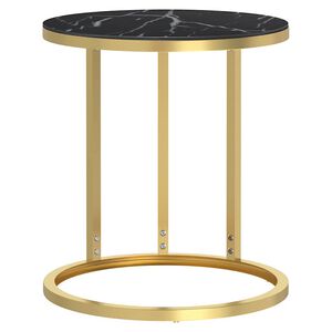 vidaXL Table d'appoint Dor&eacute; et marbre noir 45 cm Verre tremp&eacute;