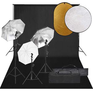 vidaXL Kit de studio photo avec &eacute;clairage toile de fond et r&eacute;flecteur