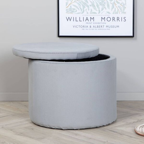 Venture Home Pouf Dunken 51x51x43 cm Velours c&ocirc;tel&eacute; Gris