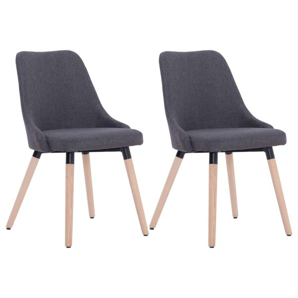 vidaXL Chaises &agrave; manger lot de 2 gris fonc&eacute; tissu