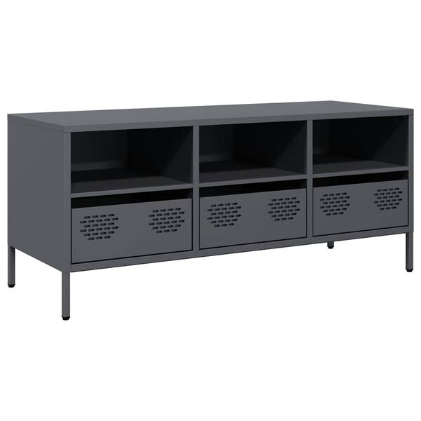 vidaXL Meuble TV anthracite 101,5x39x43,5 cm acier lamin&eacute; &agrave; froid