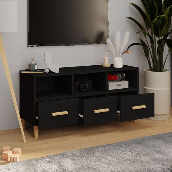 vidaXL Meuble TV Blanc 102x36x50 cm Bois d'ing&eacute;nierie