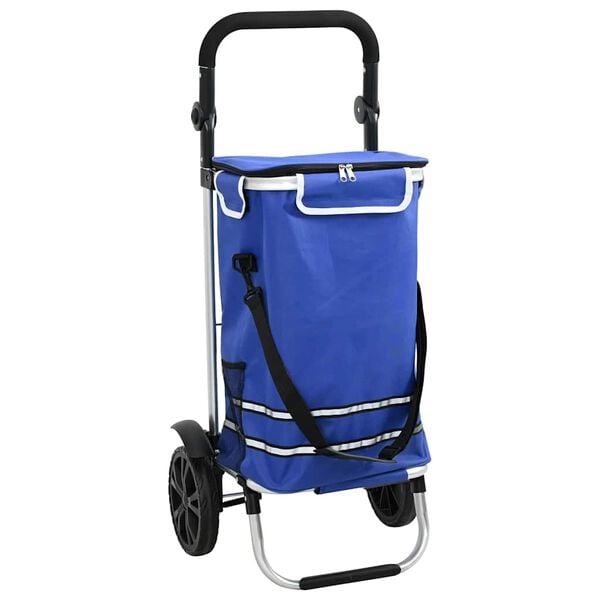 vidaXL Trolley de shopping Bleu 36,5 x 46,5 x 100,5 cm Tissu Oxford