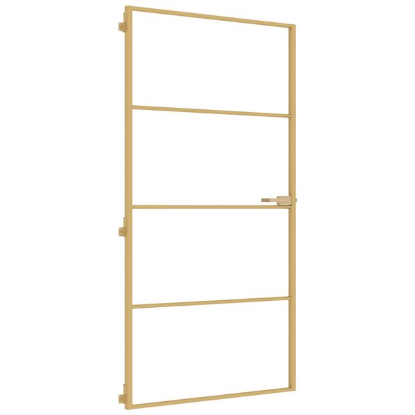 vidaXL Porte int&eacute;rieure mince dor&eacute; verre tremp&eacute; aluminium