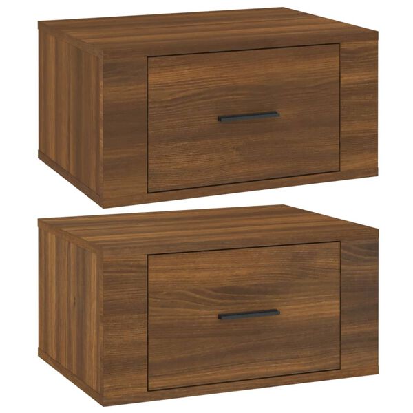 vidaXL Tables de chevet murales 2 pcs Ch&ecirc;ne marron 50x36x25 cm