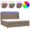 vidaXL Sommier &agrave; lattes de lit matelas et LED Taupe 200x200 cm Tissu