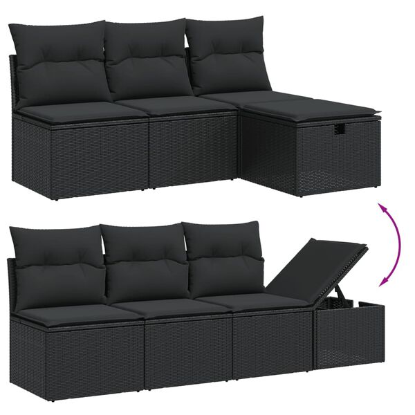 vidaXL Salon de jardin 9 pcs avec coussins noir r&eacute;sine tress&eacute;e