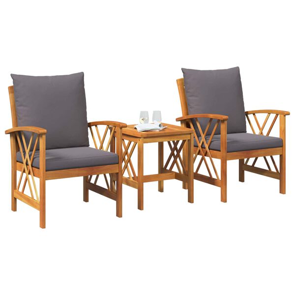 vidaXL Ensemble de canap&eacute; de jardin avec coussin 3 pcs Huile Naturelle