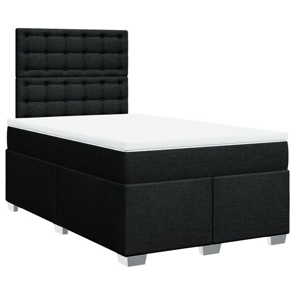 vidaXL Sommier &agrave; lattes de lit avec matelas Noir 120x200 cm Tissu