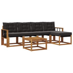 vidaXL Ensemble de canap&eacute;s d'ext&eacute;rieur 6 pc Naturel et noir