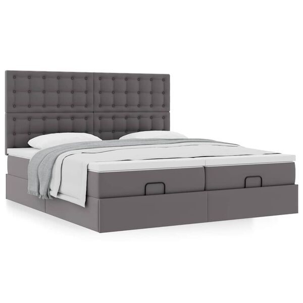 VidaXL Cadre de lit ottoman avec matelas gris 180x200 cm similicuir