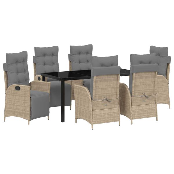 vidaXL Ensemble de salle &agrave; manger pour jardin 7 pcs Beige polyrotin