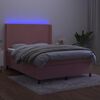 vidaXL Sommier &agrave; lattes de lit matelas et LED Rose 140x200 cm Velours