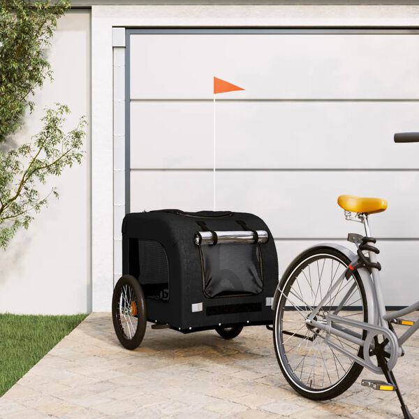 vidaXL Remorque de v&eacute;lo pour animaux de compagnie noir