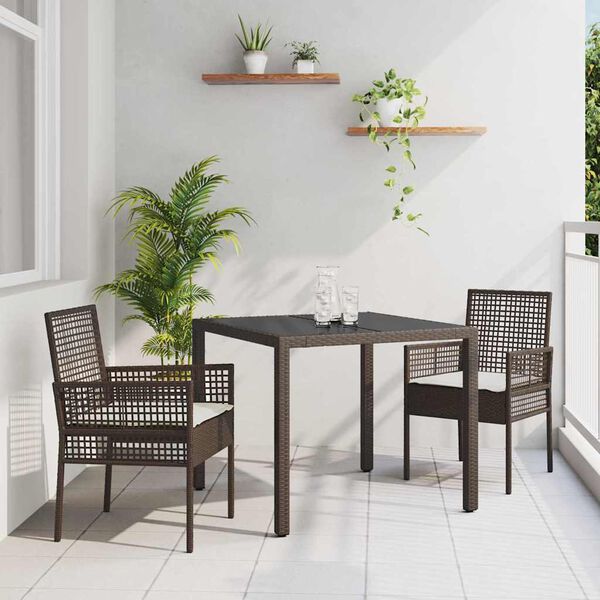 vidaXL Ensemble de salle &agrave; manger pour jardin 3 pcs Marron polyrotin
