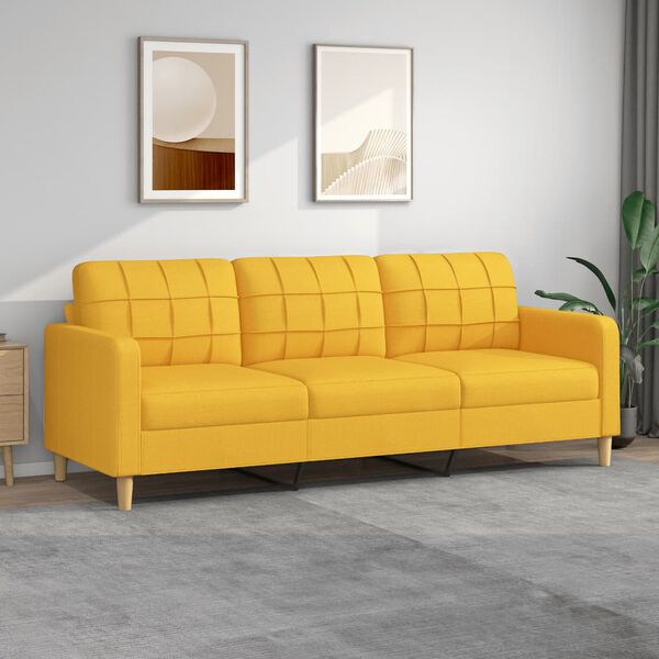 vidaXL Canap&eacute; &agrave; 3 places Jaune clair 210 cm Tissu