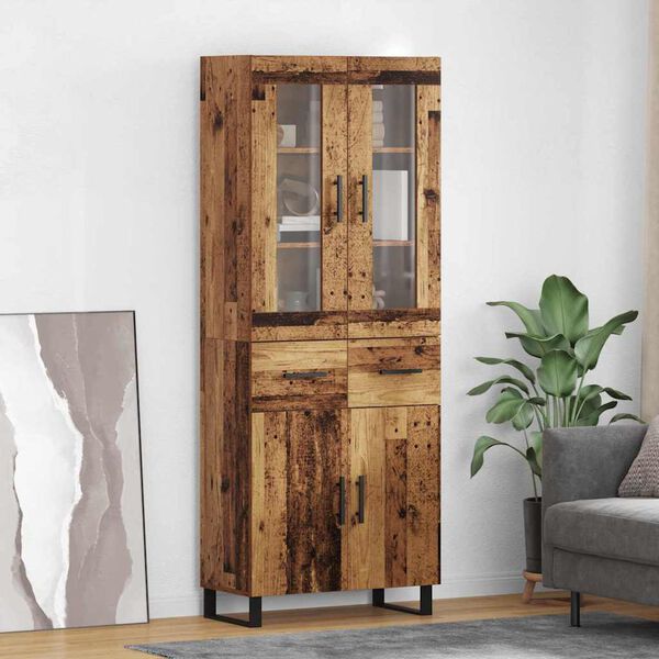 vidaXL Haut Armoire avec tiroir 2 pcs Bois Ancien Bois d'ing&eacute;nierie