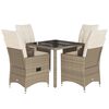 vidaXL Ensemble &agrave; manger de jardin avec coussins 5pcs Beige poly rotin
