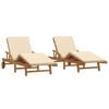 vidaXL Transat 2 pcs Beige 200 x 67 x 84 cm Bois d'Acacia Massif