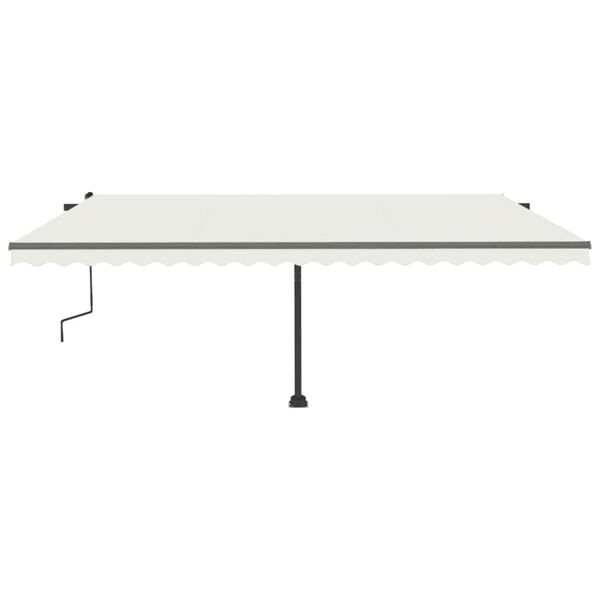 vidaXL Auvent manuel r&eacute;tractable avec LED 500x300 cm Cr&egrave;me