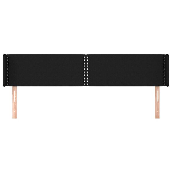 vidaXL T&ecirc;te de lit avec oreilles Noir 183x16x78/88 cm Tissu