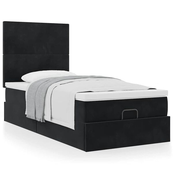 VidaXL Cadre de lit ottoman avec matelas noir 100x200cm velours
