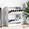 vidaXL Meuble &agrave; chaussures en bois avec 2 compartiments Blanc