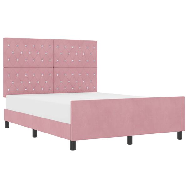 vidaXL Lit &agrave; ressorts avec t&ecirc;te de lit Rose 140 x 200 cm Velours